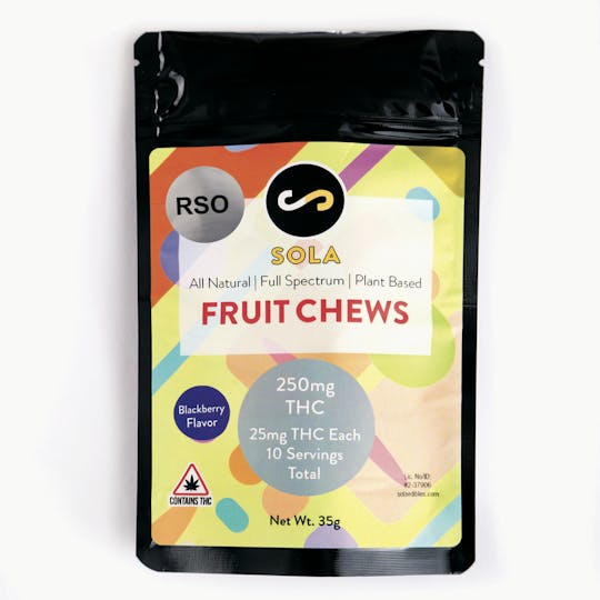 Sola Edibles - 250mg RSO Fruit Chews - Blackberry Flavor - 1