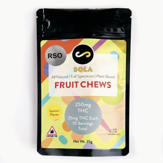 Sola Edibles - 250mg RSO Fruit Chews - Lemon Flavor - 1