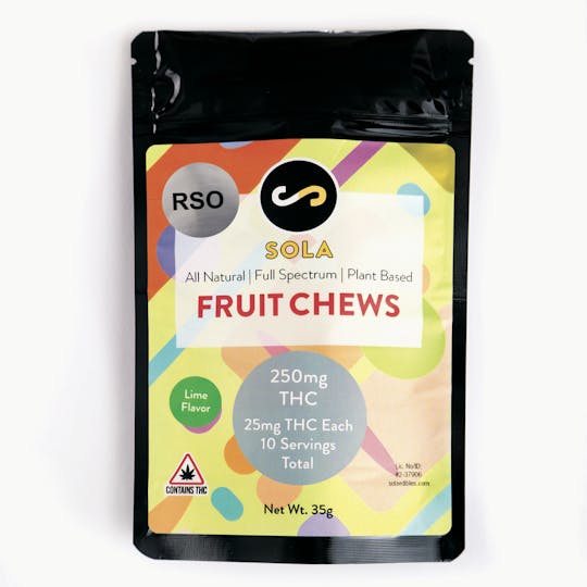 Sola Edibles - 250mg RSO Fruit Chews - Lime Flavor - 1