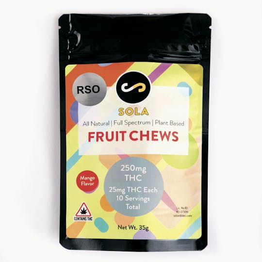 Sola Edibles - 250mg RSO Fruit Chew - Mango Flavor - 1