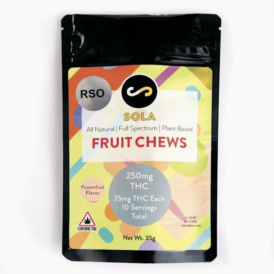 Sola Edibles - 250mg RSO Fruit Chews - Passionfruit Flavor - 1