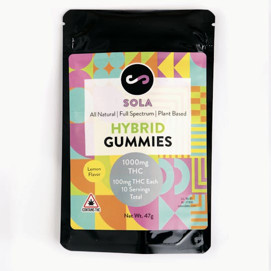 Sola Edibles - 1000mg Hybrid Gummies - Lemon Flavor - 1
