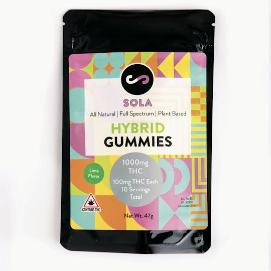 Sola Edibles - 1000mg Hybrid Gummies - Lime Flavor - 1
