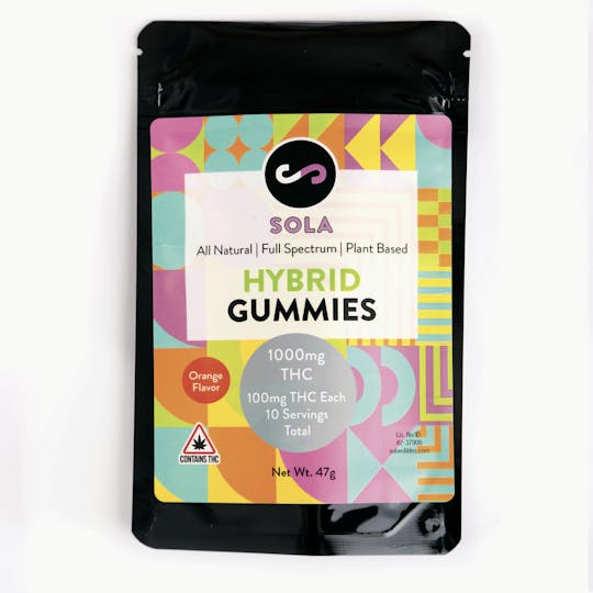 Sola Edibles - 1000mg Hybrid Gummies - Orange Flavor - 1