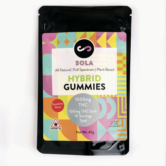 Sola Edibles - 1000mg Hybrid Gummies - Strawberry Flavor - 1
