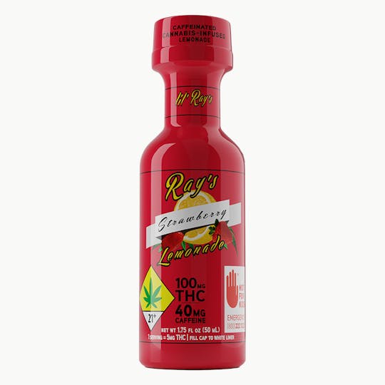 Ray's Lemonade - Caffeinated Strawberry lil' Ray's 100/40mg THC/CAFFEINE - 1