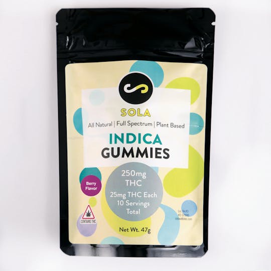 Sola Edibles - 250mg Indica Gummies - Berry Flavor Pack - 1