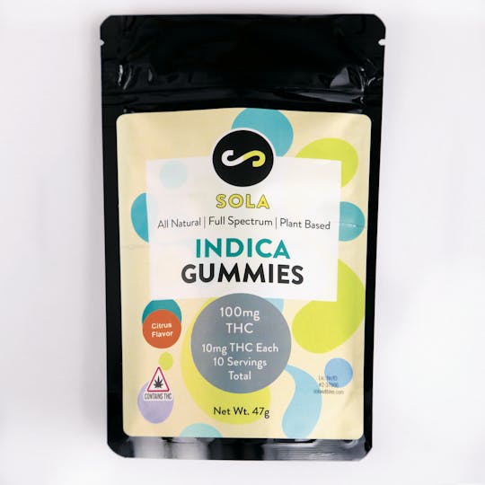 Sola Edibles - 100mg Indica Gummies - Citrus Flavor Pack - 1