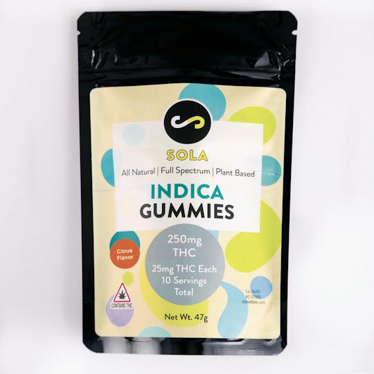 Sola Edibles - 250mg Indica Gummies - Citrus Flavor Pack - 1