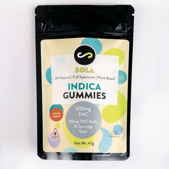 Sola Edibles - 500mg Indica Gummies - Citrus Flavor Pack - 1