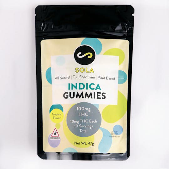 Sola Edibles - 100mg Indica Gummies - Tropical Flavor Pack - 1