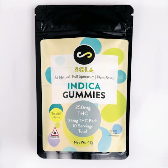 Sola Edibles - 250mg Indica Gummies - Tropical Flavor Pack - 1