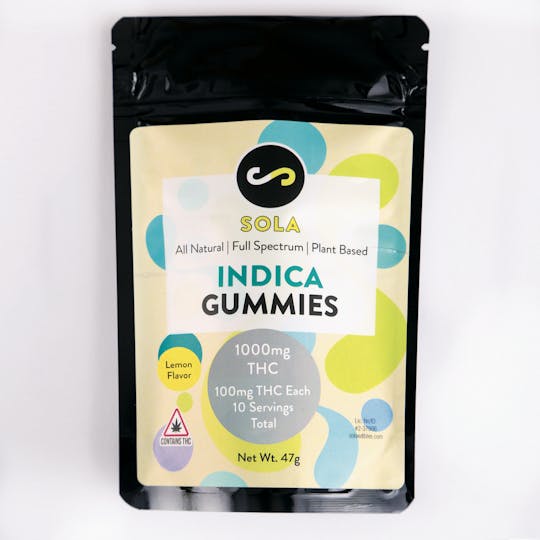 Sola Edibles - 1000mg Indica Gummies - Lemon Flavor Pack - 1