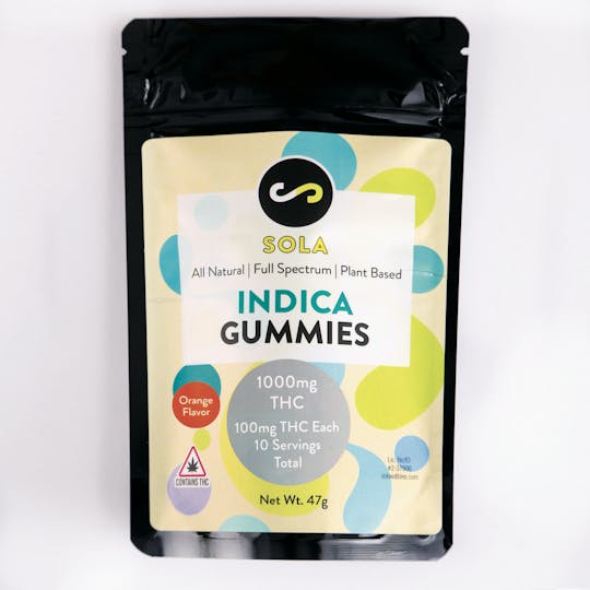 Sola Edibles - 1000mg Indica Gummies - Orange Flavor Pack - 1
