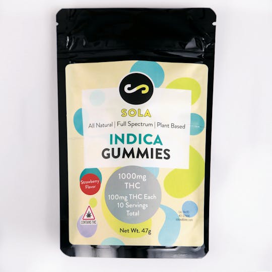 Sola Edibles - 1000mg Indica Gummies - Strawberry Flavor Pack - 1