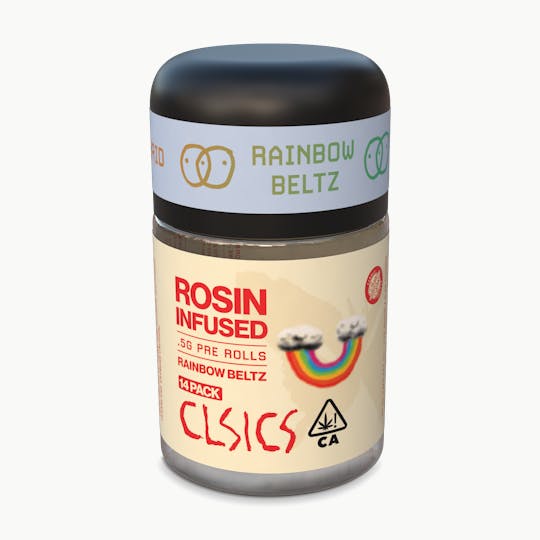 CLSICS Rosin & Rosin Infused Pre Rolls - Rainbow Beltz - 14Pk .5g Rosin Infused Pre Rolls PARTY PACK - 1