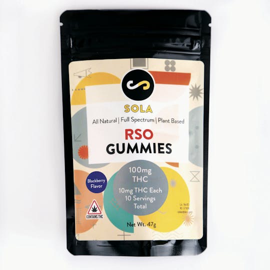 Sola Edibles - 100mg RSO Gummy Pack - Blackberry Flavor - 1