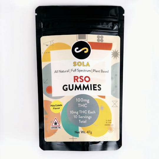 Sola Edibles - 100mg RSO Gummies - Pina Colada Flavor Pack - 1