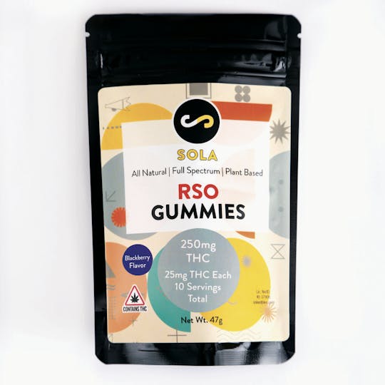 Sola Edibles - 250mg RSO Gummies - Blackberry Flavor Pack - 1