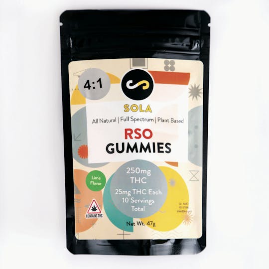 Sola Edibles - 250mg RSO 4:1 Gummies - Lime Flavor Pack - 1