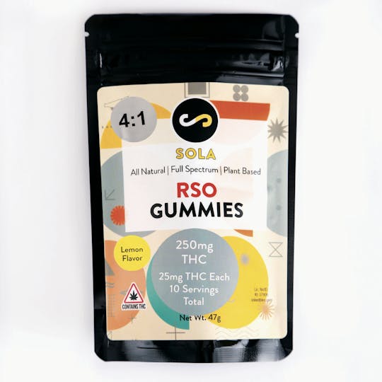 Sola Edibles - 250mg RSO 4:1 Gummies - Lemon Flavor - 1