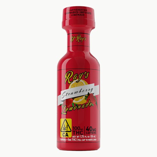 Ray's Lemonade - Caffeinated Strawberry lil' Ray's 100/40mg THC/CAFFEINE - 1