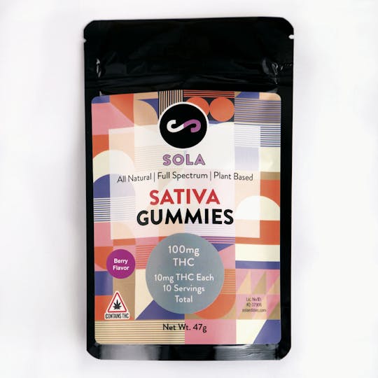 Sola Edibles - 100mg Sativa Gummies - Berry Flavor Pack - 1
