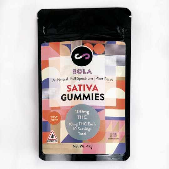 Sola Edibles - 100mg Sativa Gummies - Citrus Flavor Pack - 1