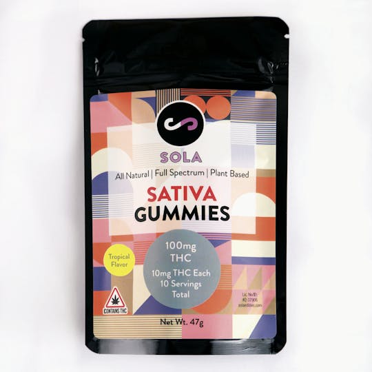Sola Edibles - 100mg Sativa Gummies - Tropical Flavor Pack - 1