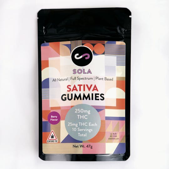 Sola Edibles - 250mg Sativa Gummies - Berry Flavor Pack - 1