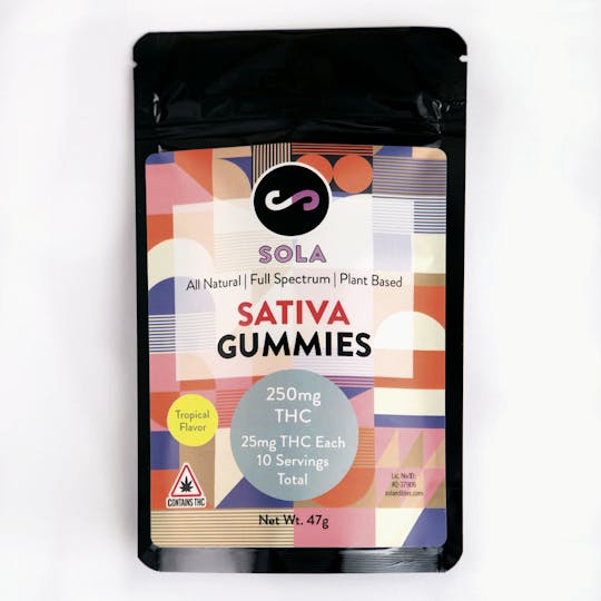 Sola Edibles - 250mg Sativa Gummies - Tropical Flavor Pack - 1