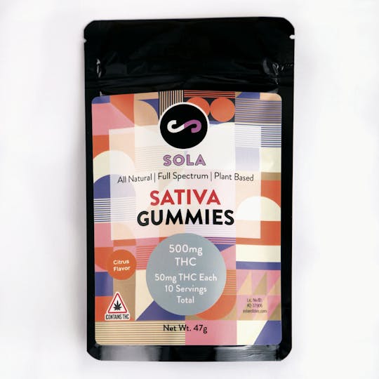 Sola Edibles - 500mg Sativa Gummies - Citrus Flavor Pack - 1