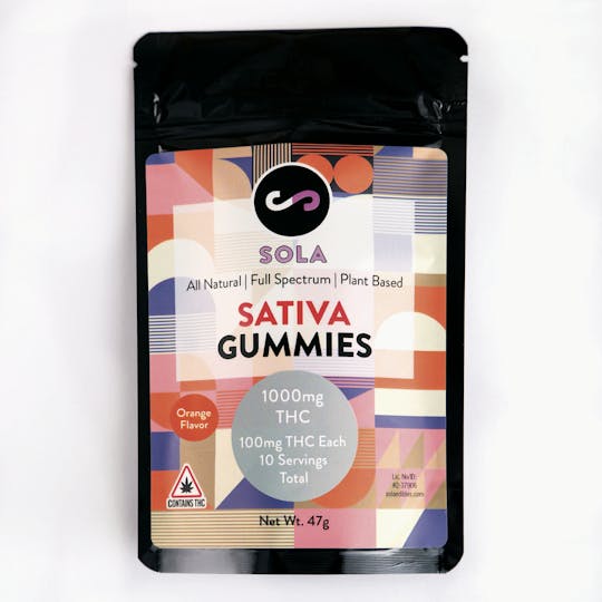 Sola Edibles - 1000mg Sativa Gummies - Orange Flavor Pack - 1