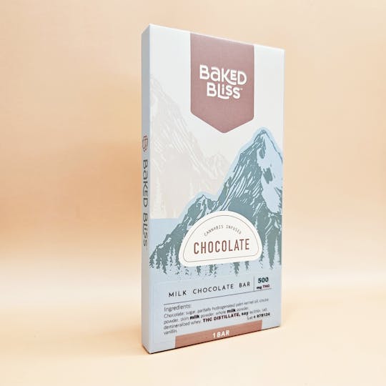 Baked Bliss Edibles - Baked Bliss 500mg Milk Chocolate Bar - 1