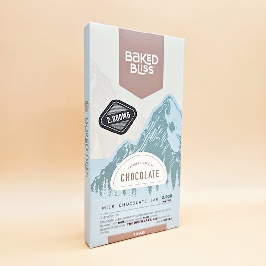 Baked Bliss Edibles - Baked Bliss 2000mg Milk Chocolate Bar - 1
