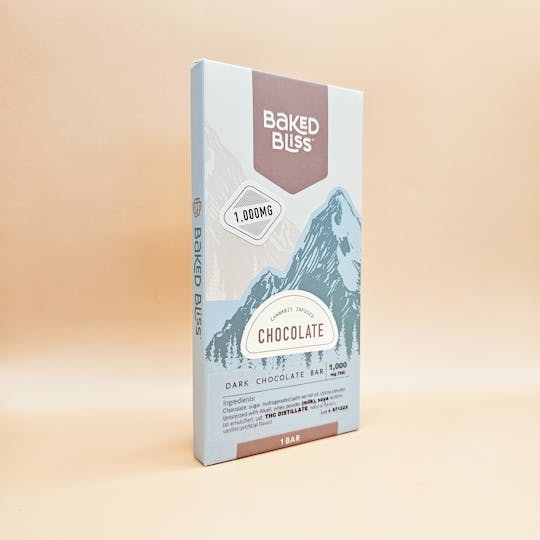 Baked Bliss Edibles - Baked Bliss 1000mg Dark Chocolate Bar - 1