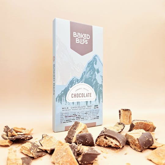 Baked Bliss Edibles - Baked Bliss 200mg Chocolate Bar W/Crispy Peanut Butter Pieces - 1