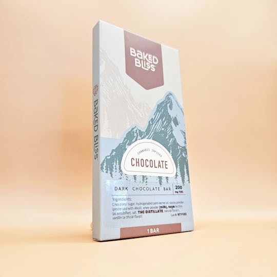 Baked Bliss Edibles - Baked Bliss 200mg Dark Chocolate Bar - 1