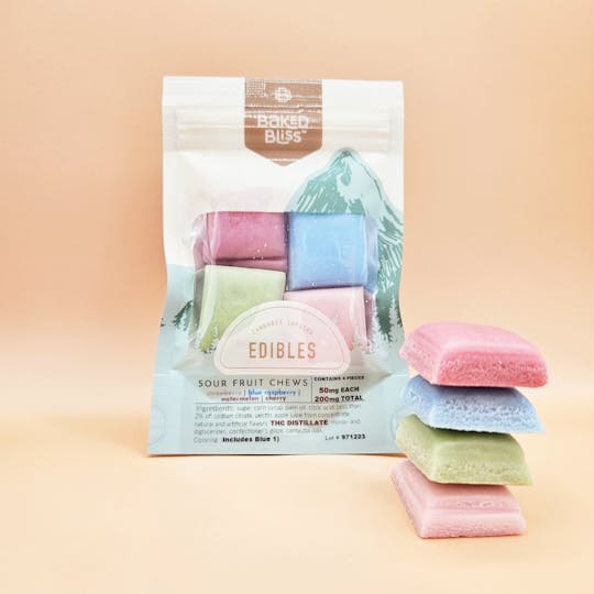 Baked Bliss Edibles - Baked Bliss 200mg Sour Fruit Chews - 1