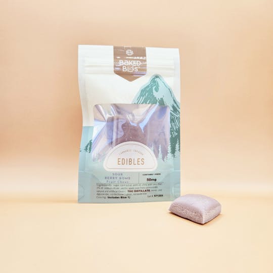 Baked Bliss Edibles - Baked Bliss 50mg Sour Berry Bomb Fruit Chew - 1