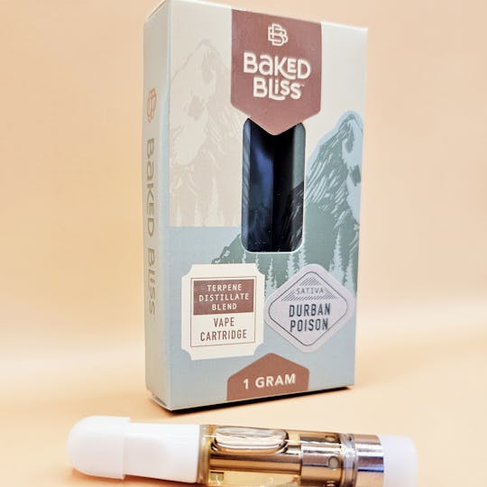 Baked Bliss Edibles - Baked Bliss 1g Durban Poison Distillate Cartridge - 1
