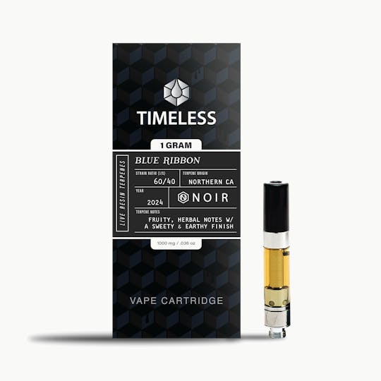 Timeless Vapes - NOIR Blue Ribbon 1000mg Vape Cartridge (Live Resin) - 1