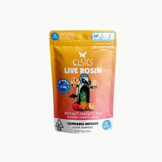 CLSICS Rosin & Rosin Infused Pre Rolls - CBN Sherbet Variety Pack - 10Pk GUMMIES LIVE ROSIN INFUSED - 1