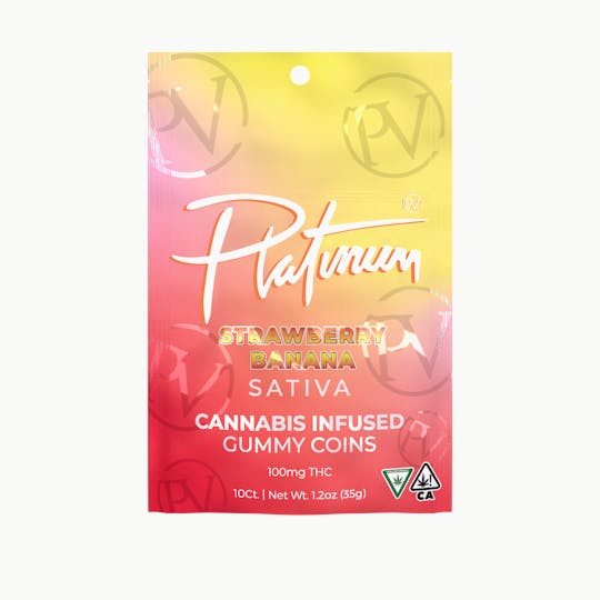 Platinum Vape - Platinum Vape 100mg Gummies - Strawberry Banana (Sativa) - 1