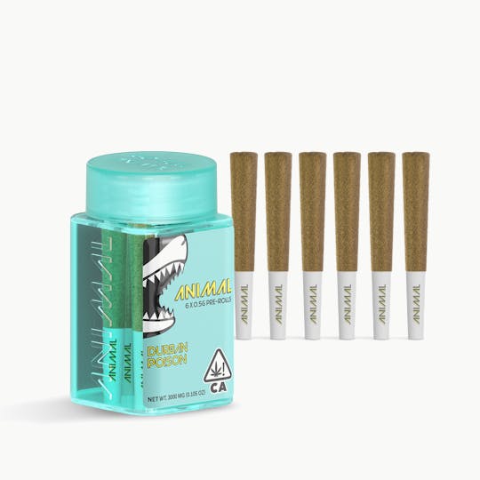 Go Full Animal - ANIMAL - 6x .5G SUPER INFUSED PRE ROLL PACK - DURBAN POISON - 1