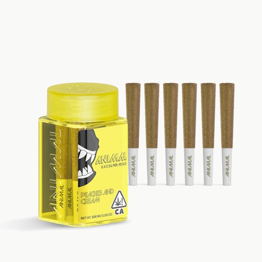 Go Full Animal - ANIMAL - 6x .5G SUPER INFUSED PRE ROLL PACK - PEACHES AND CREAM - 1