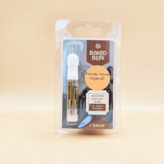 Baked Bliss Edibles - Baked Bliss Florida Snow 1g 50/50 Hash Rosin/Distillate Cartridge - 1