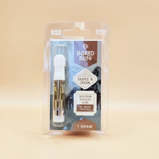 Baked Bliss Edibles - Baked Bliss Grapes n Cream 1g 50/50 Hash Rosin/Distillate Cartridge - 1