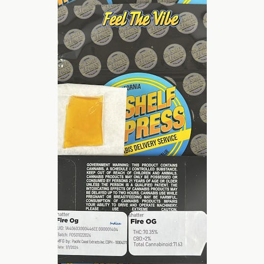Top Shelf Express - Fire OG Shatter (1g)* - 1