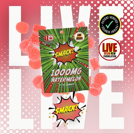 710Trading - Watermelon - LIVE RESIN -1000mg 10ct. Gummies - SMACK! - 1